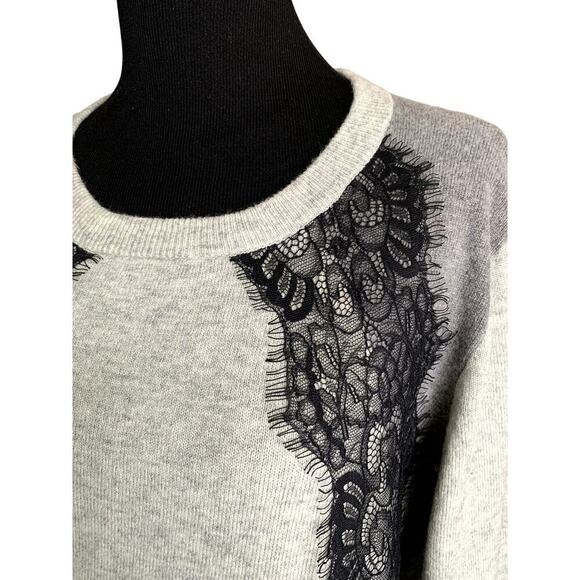 J. Crew Lace Trim Soft Wool Blend Colorblock Crewneck Pullover Sweater Medium - Picture 2 of 6